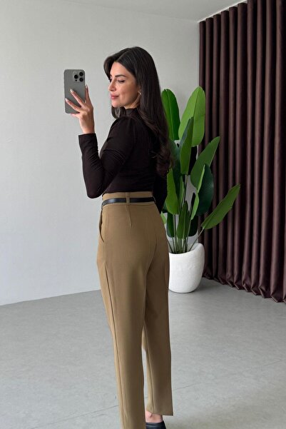 ECEMİ Kozy Haki Kemerli Havuç Pantolon