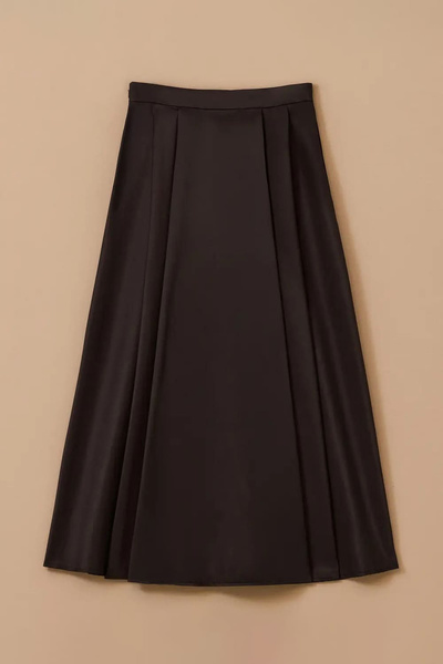 SEÇİL Women's Taffeta Fabric High Waist Stylish Flared Skirt - Black