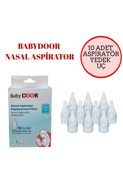 babydoor Nasal Aspirator Yedek Uç(10 Adet)Tek Kullanımlık Filtreli Nazal Burun Aspiratörü Yedek Uç
