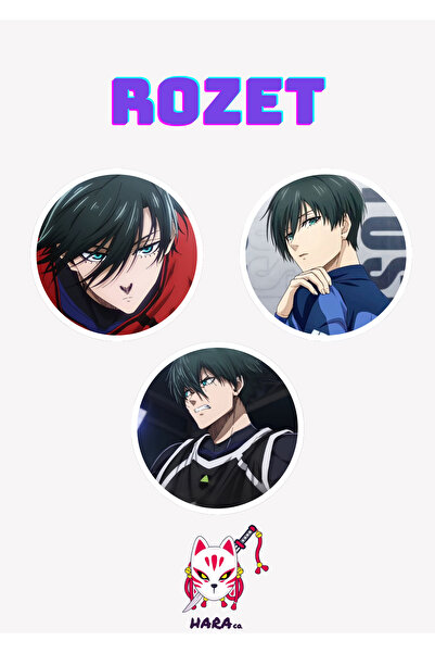 Hara Company Blue Lock Animesi Rin Anime Rozet Seti (3’LÜ)