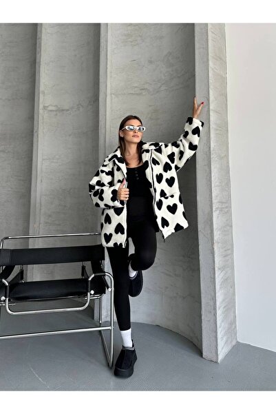 ZF BUTİK Herzgefütterter Plüschmantel