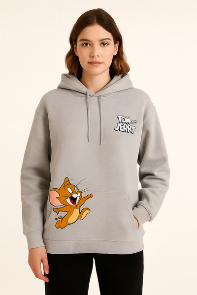 CLASSY.MODA سترة بقلنسوة للجنسين - 3 خيوط منسوجة - مطبوع عليها توم وجيري - هو...