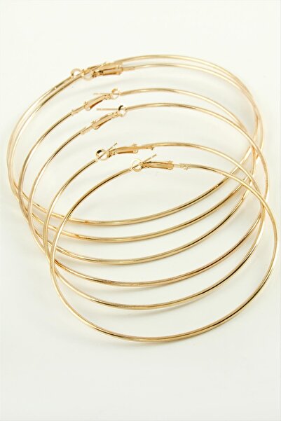 ZERO LAND Hn-Shop Thin Tube Metal Hoop Earrings 6 Pieces-Yellow