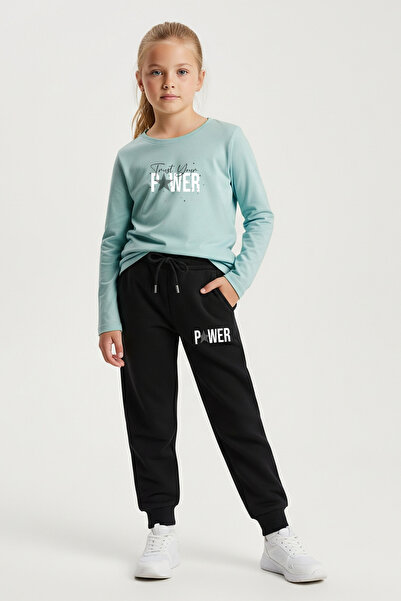 FYK COLLECTİON Комплект от горна и долна част за момичета с принт Zero Collar Power