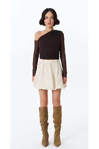 Elizar Moda بلوزة بيضاء بأكمام قصيرة