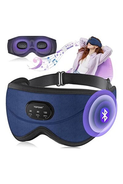 TOPOINT Uyku Kulaklıkları Bluetooth 3D Uyku Maskesi - Lacivert (Kadife)