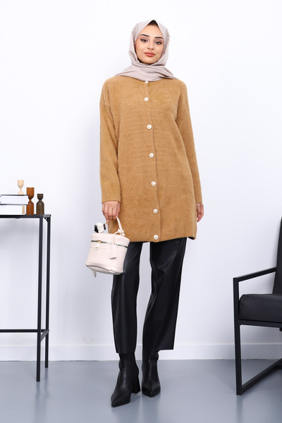 İmajButik Angora Soft Knit Cardigan with Biscuit Buttons