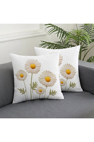 Alkan Homes 2-Piece Combination Embroidery Patterned Daisy Patterned Digital ...