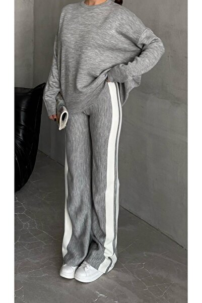 My Blog Gray Helga Pants Striped Knitwear Set - 4479