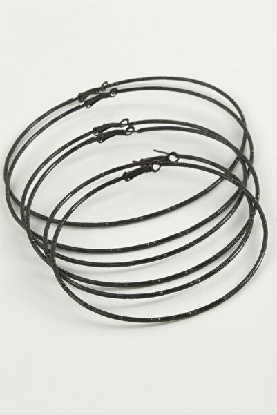 Marsilyan Dotted Metal Hoop Earrings 6 Pieces Ilkel-Bjt940