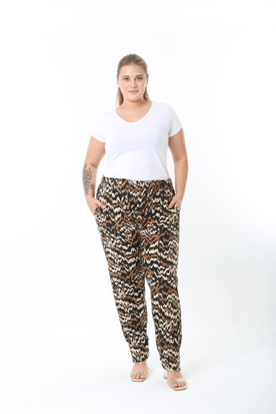 XL Modam Winter Patterned High Waist Women's Plus Size Pants