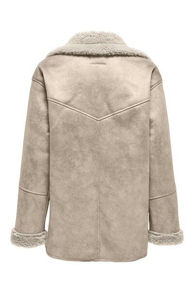 ONLY Γυναικείο μπεζ παλτό Onlylva με κολάρο με κορδόνια Cc Otw Jacket 15322037-Safari