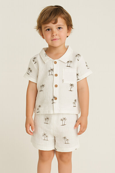 greenmoss Palm Tree Patterned Muslin Children's Set