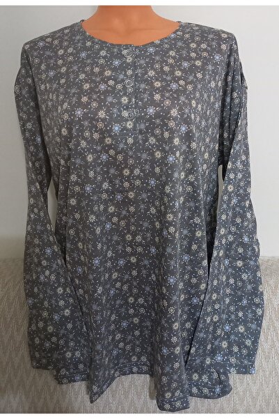 Anne Er Clothing Paper Print Combed Cotton Blouse 3 Buttons Long Sleeve Patterned