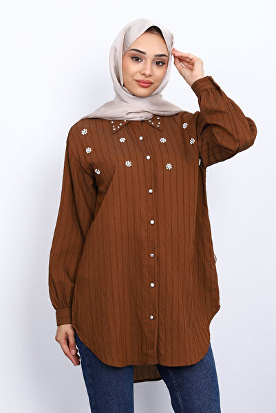 İmajButik Brown Stone Detailed Tunic