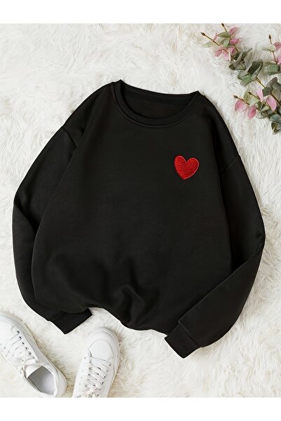 trendypassion Hanorac oversize unisex cu model de inimă roșie