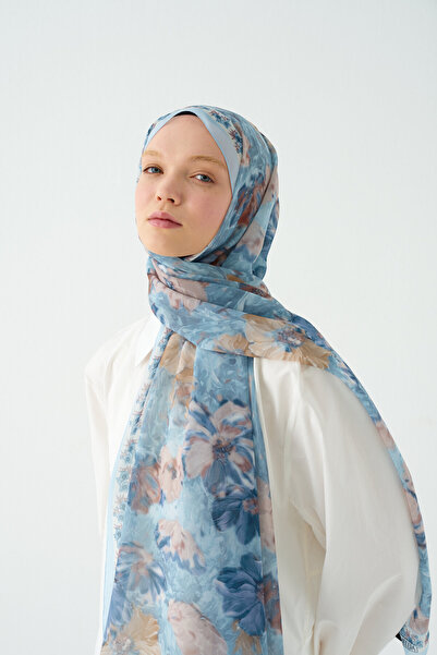 cs camellia scarf Φλωρεντία Μεταξωτό Κρεπ Σάλι - Baby Blue