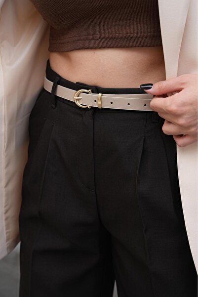 MODAM HİFA 2'Cm Gold Buckle Basic Women's Belt Dress Belt Trouser Belt Classic Belt Jeans Belt Waist Belt
