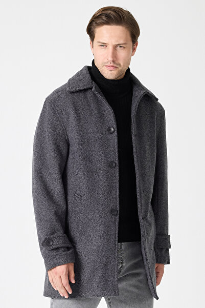 STONCS Men's Anthracite Long Cashmere Coat