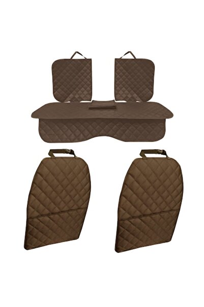 Metru Patrat Set 3 universal car seat covers, brown, washable, waterproof, with armrest cutout and pocket organiz