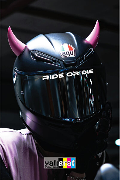 Yalıgraf Reklam Tabela Ride or Die Yazı Motosiklet Kask Etiket Sticker 15x1 cm
