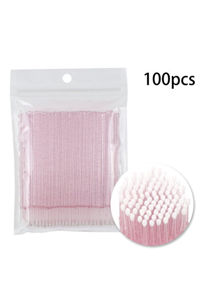 Choice4 Nylon Pink-Crystal Disposable Eyelash Brushes Swab 100pcs Micro brush...