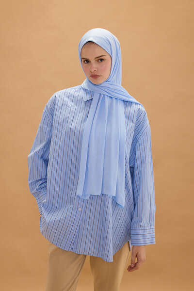 cs camellia scarf Şal din bumbac pieptănat din bambus - Baby Blue