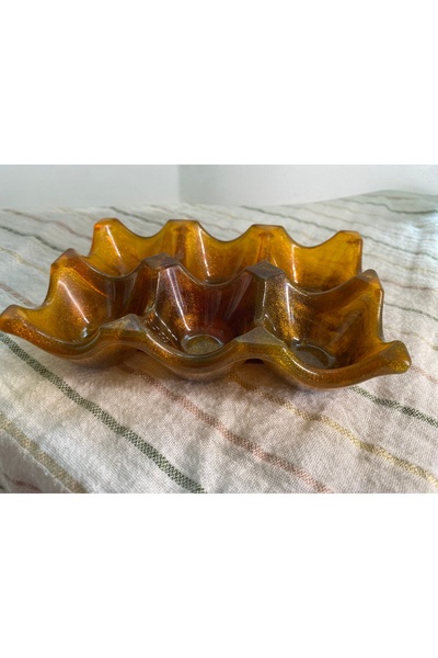 Phellos Vintage Amber Handmade Multi-Purpose – Egg Storage, Jewelry Box, Flower Pot and Tray
