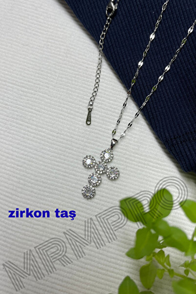 mrmpro قلادة من الفولاذ مرصعة بحجر الزركون – إكسسوار مجوهرات وهدايا أنيق ولام...