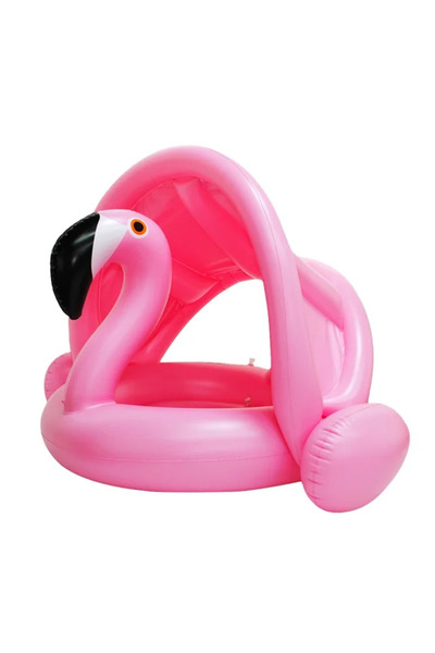 Toyska Inflatable Boat Float with Detachable Sunshade and Support for Kids, Flamingo, Multicolor
