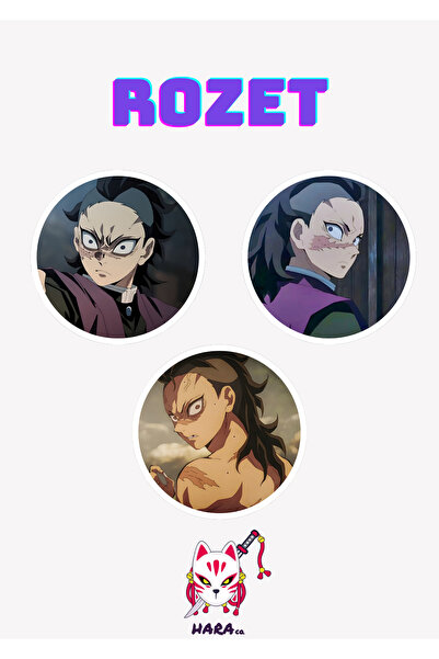 Hara Company Demon Slayer ( İblis Keser ) Animesi Genya Anime Rozet Seti (3’LÜ)