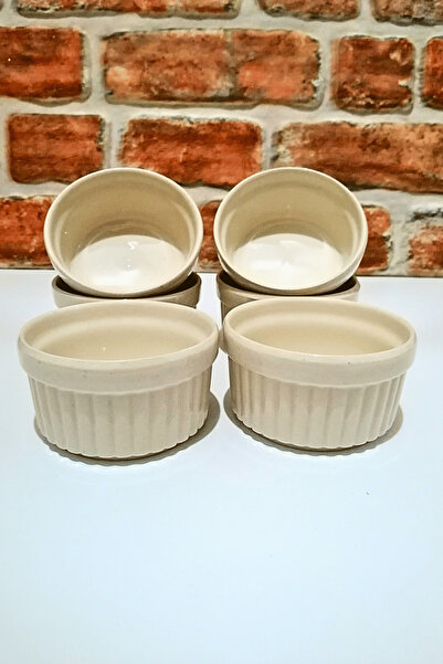 ELEGANCEV SERAMİK SUFLE FIRIN KABI 6 ADET - KREM RENK