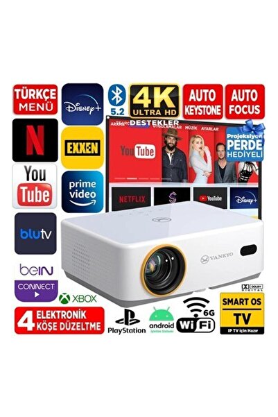 Vankyo Leisure L570B Smarttv 4K Destekli Projeksiyon Cihazı +Auto Focus+Auto Keystone+6g Wifi+5. 2 B