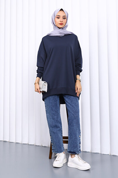 İmajButik Φούτερ Oversize σε ανθρακί χρώμα με κοντό μπροστινό μέρος και μακρύ πίσω μέρος