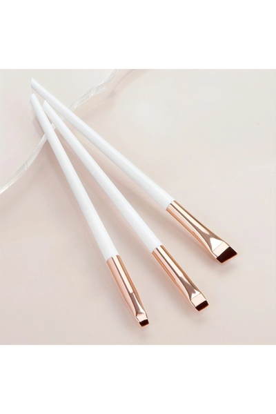 choice2 مجموعة فرش الحواجب الرفيعة للغاية من الذهب الأبيض، مكونة من 3 قطع - فرش مكياج لتحديد العيون بزاوية دقيقة، مصنوعة من مواد صناعية