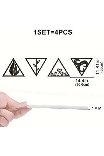 Slasa Acrylic Mirror Wall Stickers with Four Elements - Triangle Design 11.8 × 14.4 inches featuring Wind