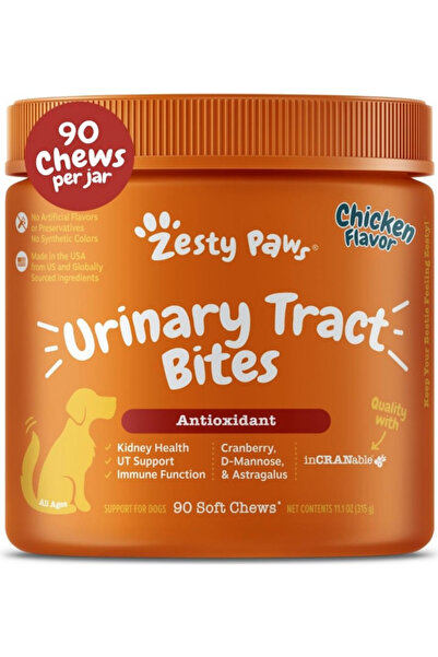 Zesty Paws عضات المسالك البولية للكلاب - دجاج - 90 قطعة