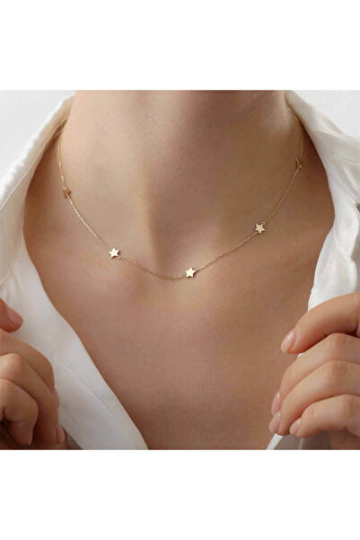 Ay Kuyumculuk 925 Ayar Gümüş Çoklu Yıldız Kolye