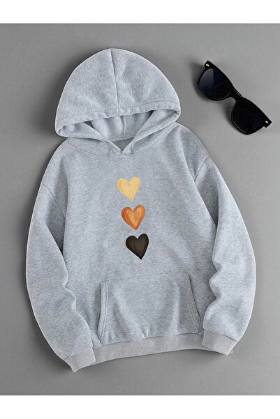 trendypassion سويت شيرت كبير الحجم مطبوع عليه قلب للجنسين