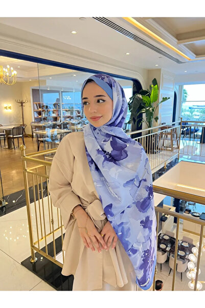 Nûda - Tarzın Değil , Tavrın Zarafeti Mira Silk Retro Patterned Cotton Shawl Romantic Series Purple