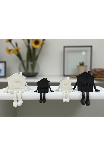 Black and White 4-Piece Decorative Home Figure Set | Modern Minimalist Table and Shelf Ornament