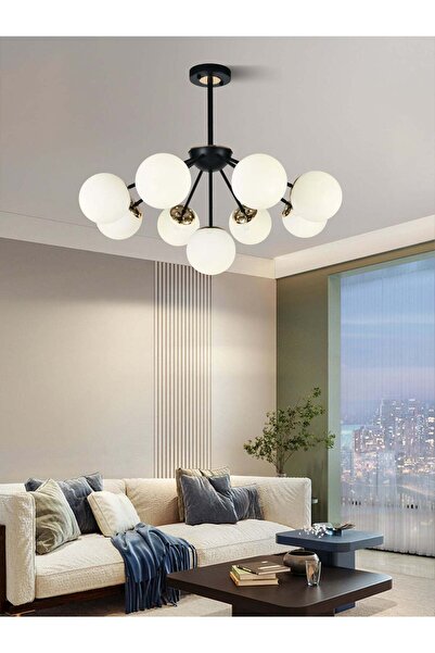 RFAN Candelabru, Model N36368-9, Cu Abajururi, 9 X E27, Negru