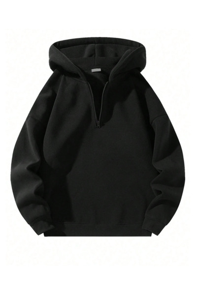 Revasser Unisex Erkek/Kadın YARIM FERMUARLI KAPÜŞONLU Renkli Özel Pamuklu Oversize Sweatshirt