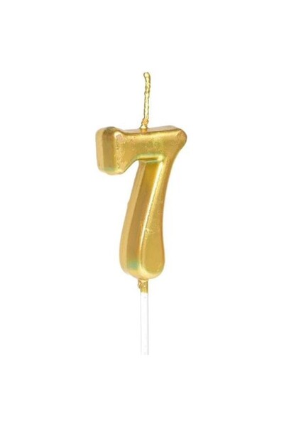 Flippy Cake Candle, Flippy, Number 7 Model, Party, 4.5 x 2.5 cm, Paraffin, Gold