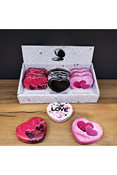 Kalp Şeklinde 12’li Set Cep Aynası & Makyaj Çantasında Taşınabilir Güzellik Aynası Şirin Hediyelik