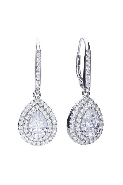 Diamonfire Silver earrings, with silver teardrop with cubic zirconia, 622061