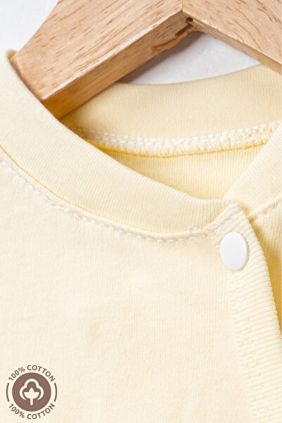 Miniel Unisex Happy Printed 0-6 Months Combed Organic Cotton Baby Romper with Booties