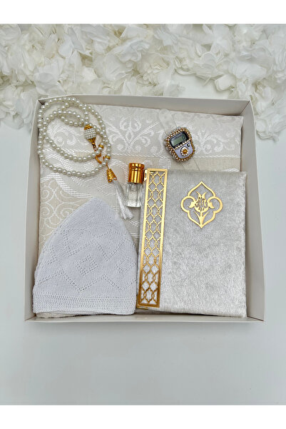 lenagiftworkshop 6 Parça KREM Erkek Bohça Takımı ( Seccade - Tesbih - Koku - ...