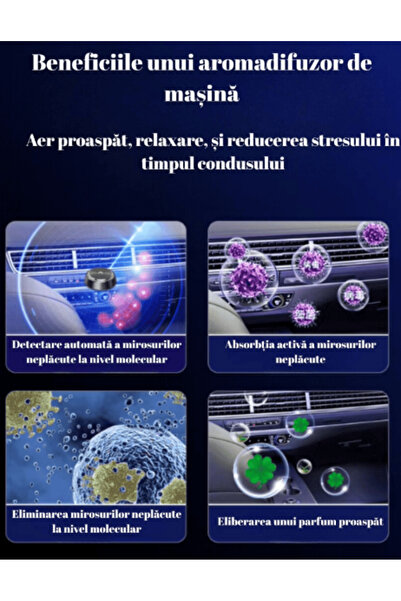 PRODYS Difuzor Aromaterapie Auto Prodys, Odorizant Auto Inteligent cu Ulei Esential Inclus