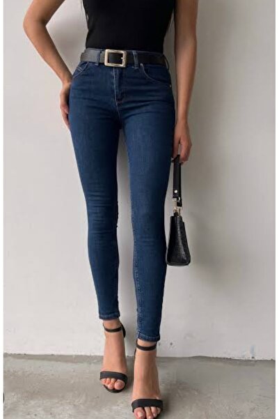 Lotus Likralı Yüksek Bel Dar Paça Kot Pantolon